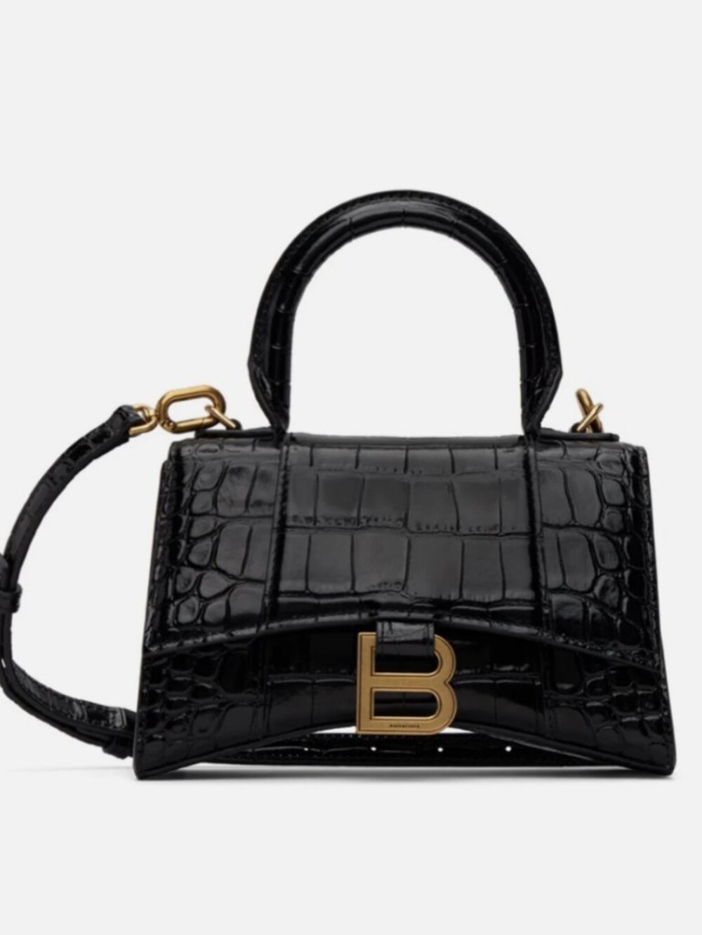 Balenciaga Hourglass Animal Print Crossbody XS Black Leather